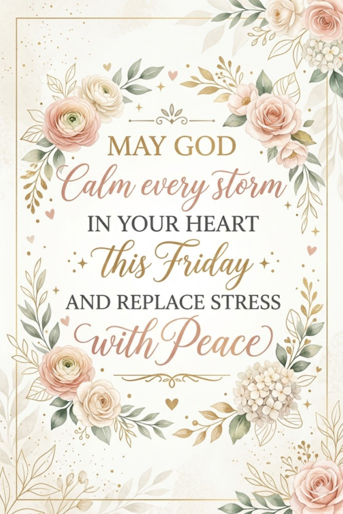 May God calm every storm in your heart this Friday and replace stress with peace