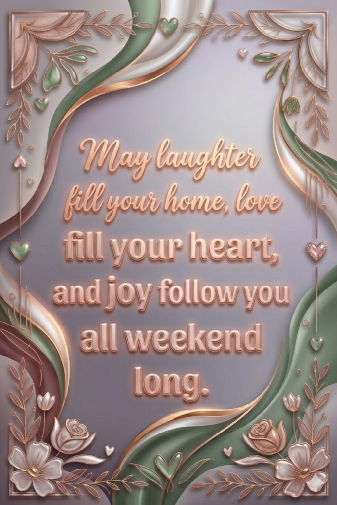 May laughter fill your home, love fill your heart, and joy follow you all weekend long.
