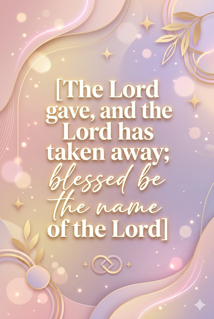 The Lord gave, and the Lord has taken away; blessed be the name of the Lord