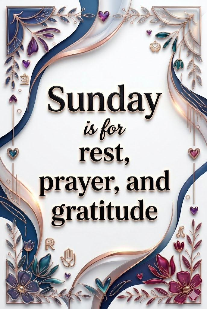 Sunday is for rest, prayer, and gratitude