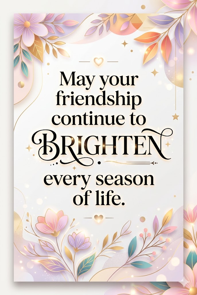 May your friendship continue to brighten every season of life
